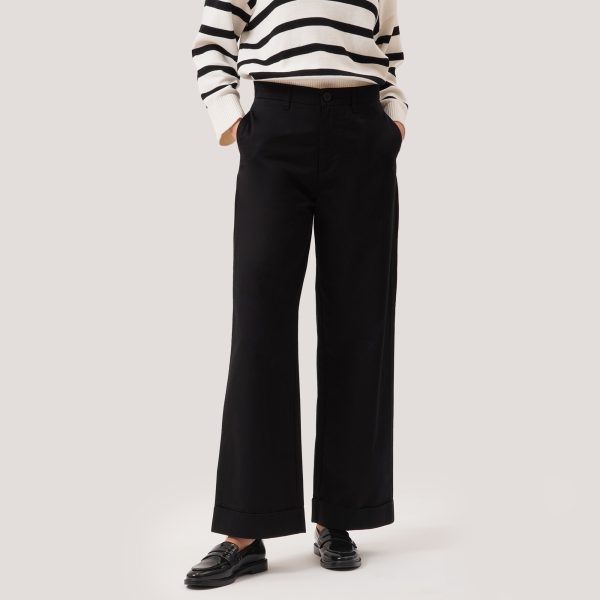 Wide Leg Trousers with Turned Up Hem